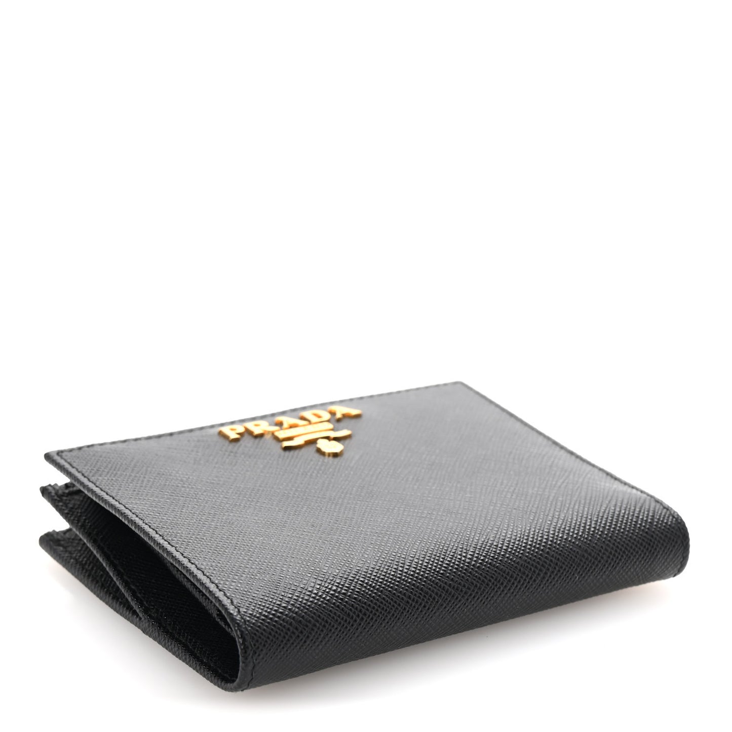 Saffiano Colour Metal Compact Wallet Black Hibiscus
