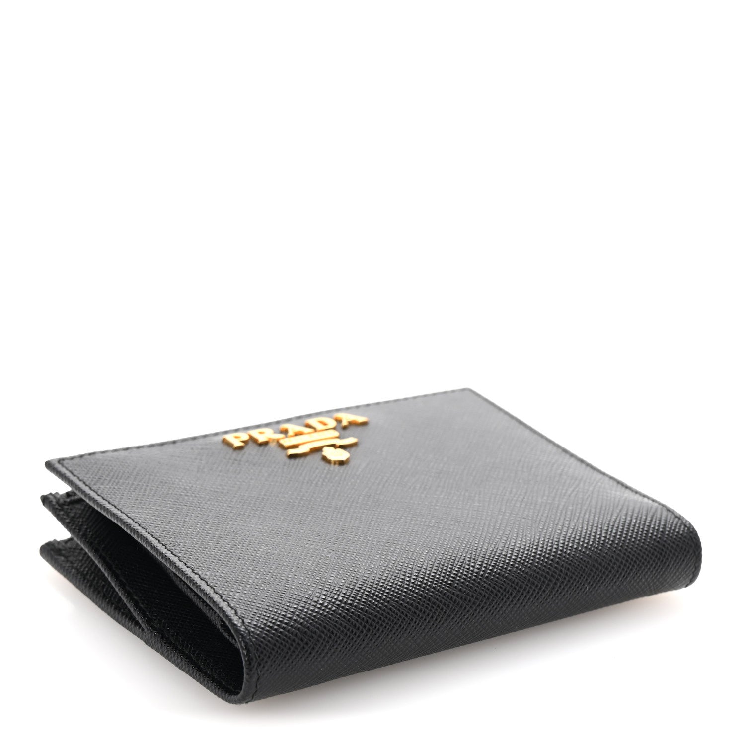 Prada Saffiano Colour Metal Compact Wallet Black Hibiscus 4 of 7