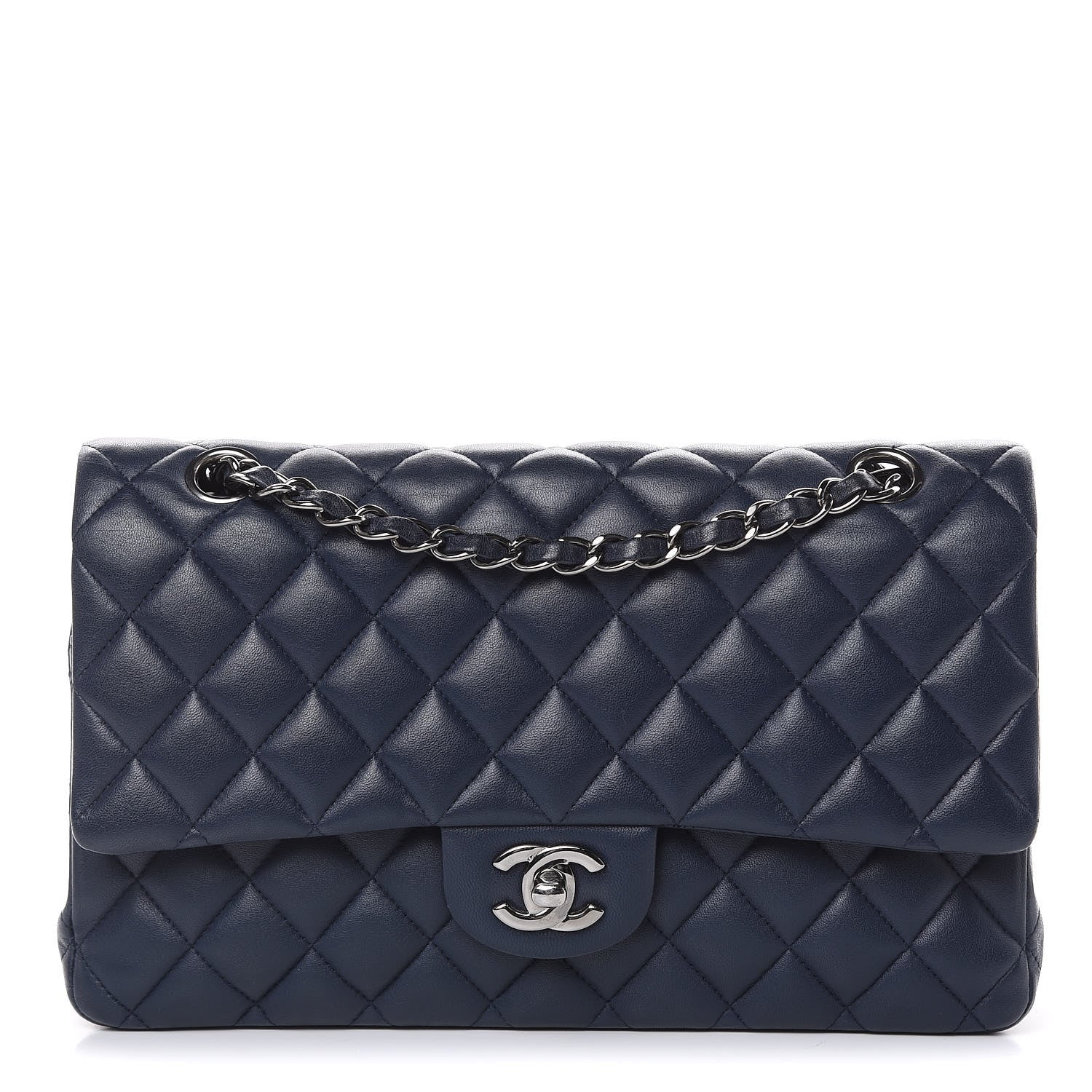 Chanel Lambskin Quilted Medium Double Flap Navy 1 of 16
