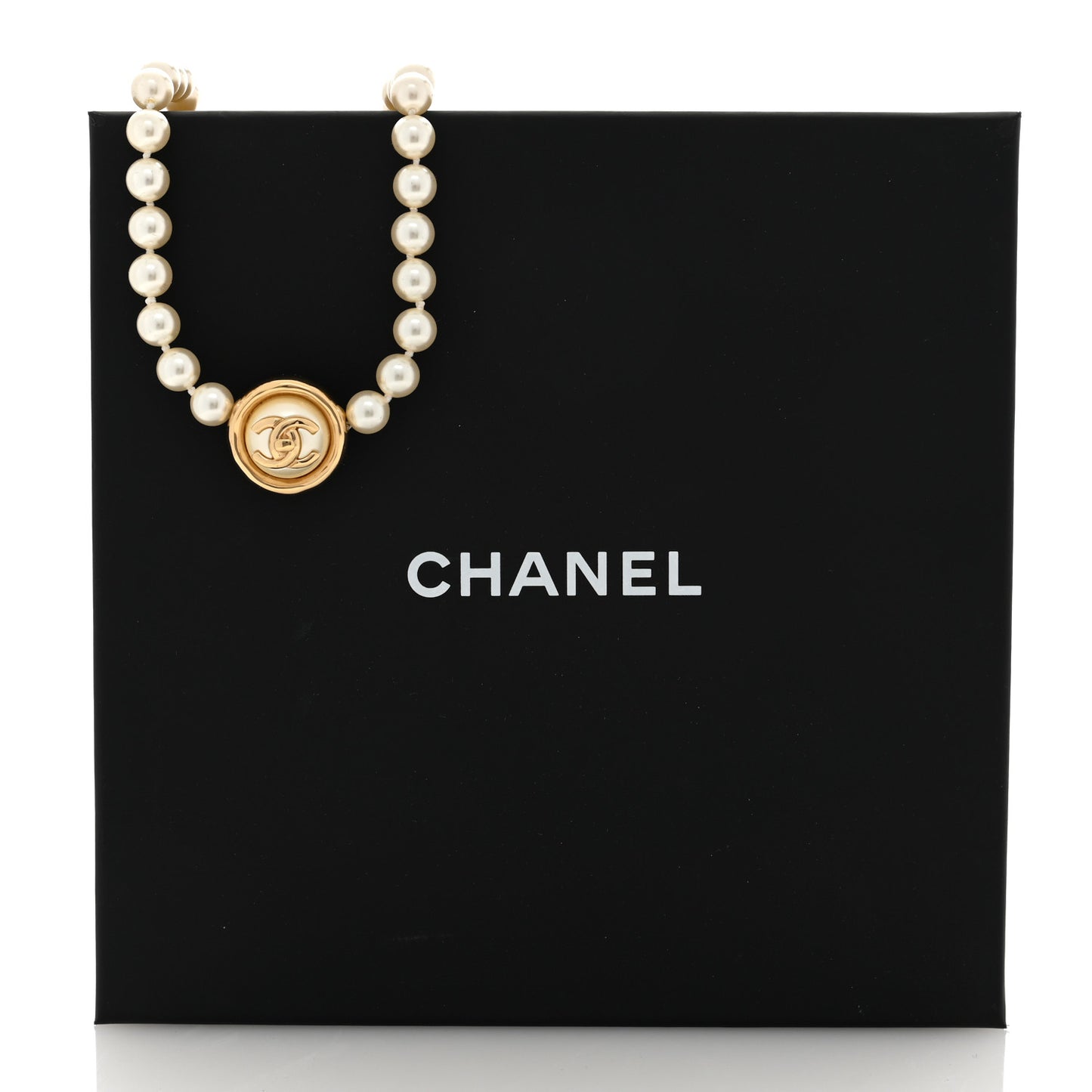 Crystal Pearl CC Choker Necklace Gold