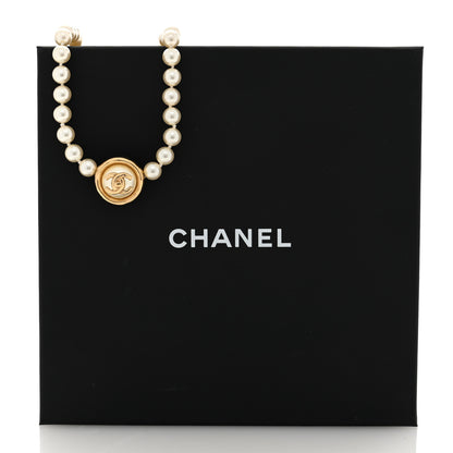 Chanel Crystal Pearl CC Choker Necklace Gold 5 of 5