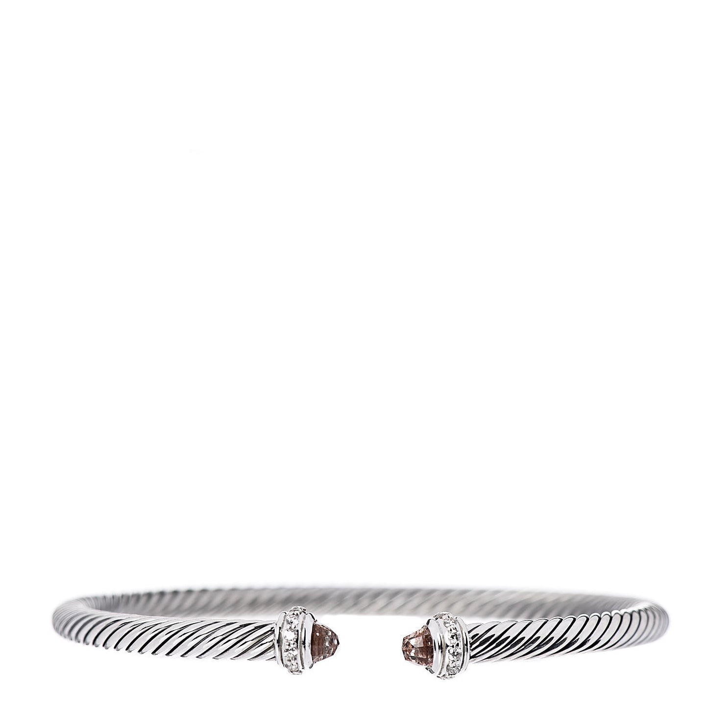 Sterling Silver Morganite Diamond 4mm Cable Classics Bracelet