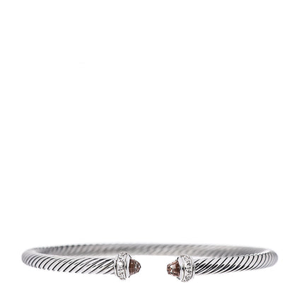 David Yurman Sterling Silver Morganite Diamond 4mm Cable Classics Bracelet 1 of 4