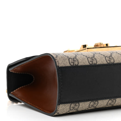 Gucci GG Supreme Monogram Calfskin Small Padlock Shoulder Bag Beige Black Cuir 11 of 13