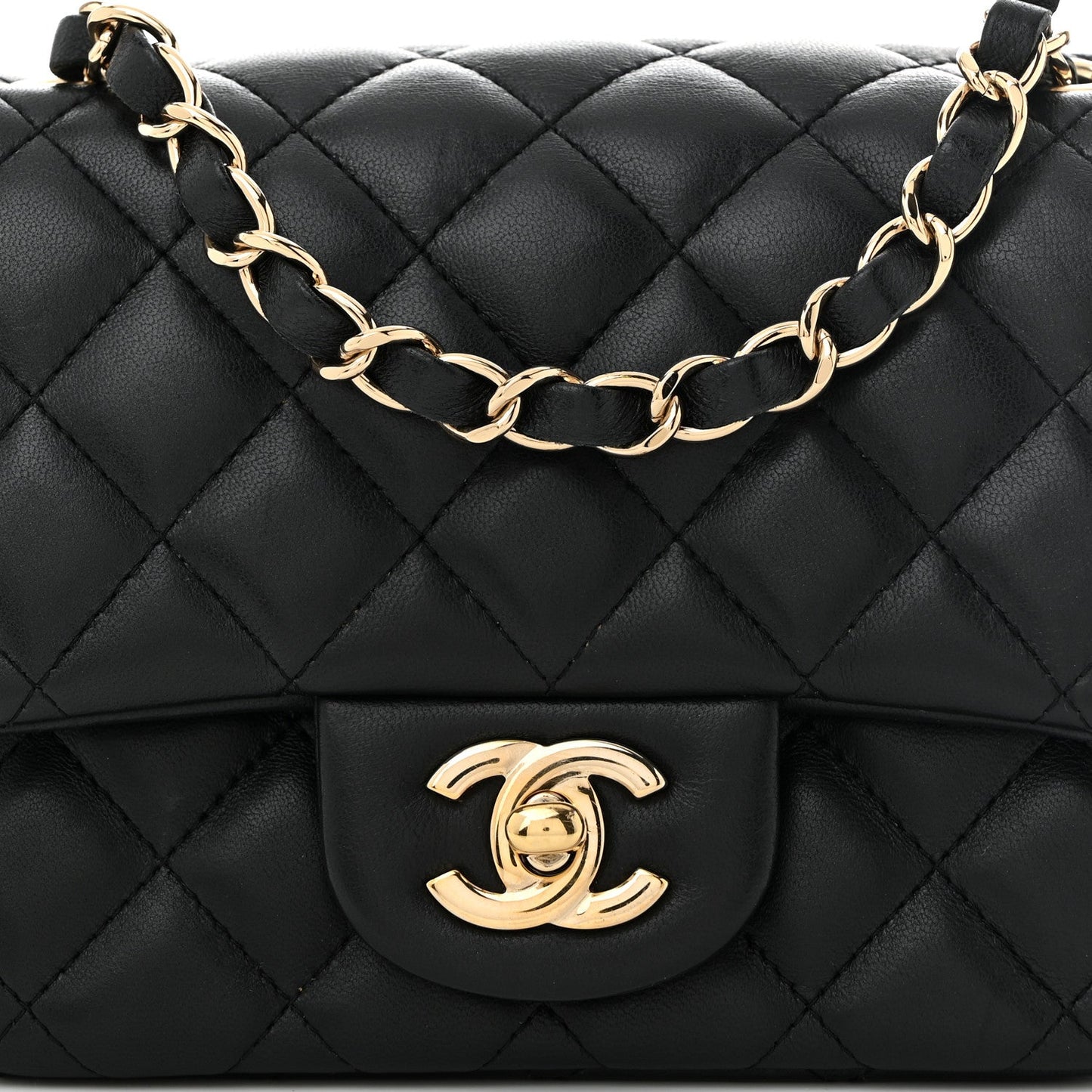 Lambskin Quilted Mini Square Flap Black