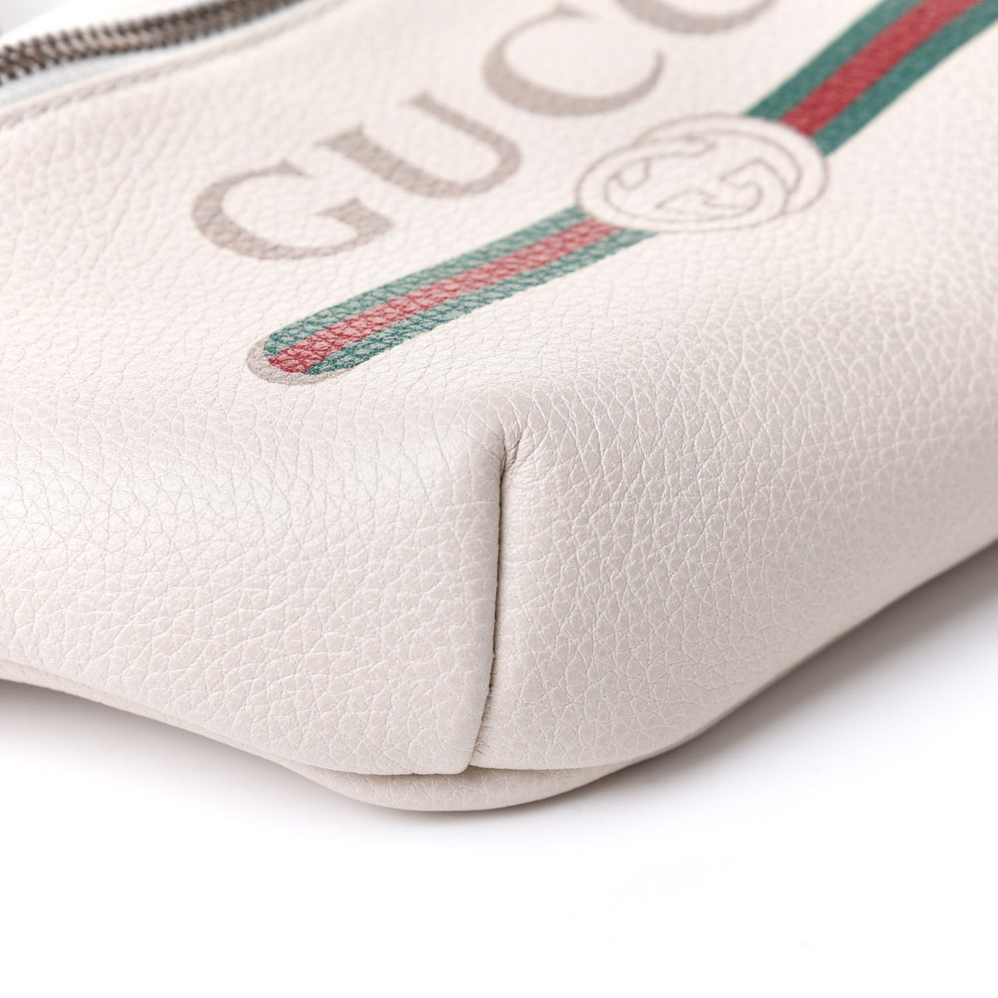 Grained Calfskin Small Logo Belt Bag White