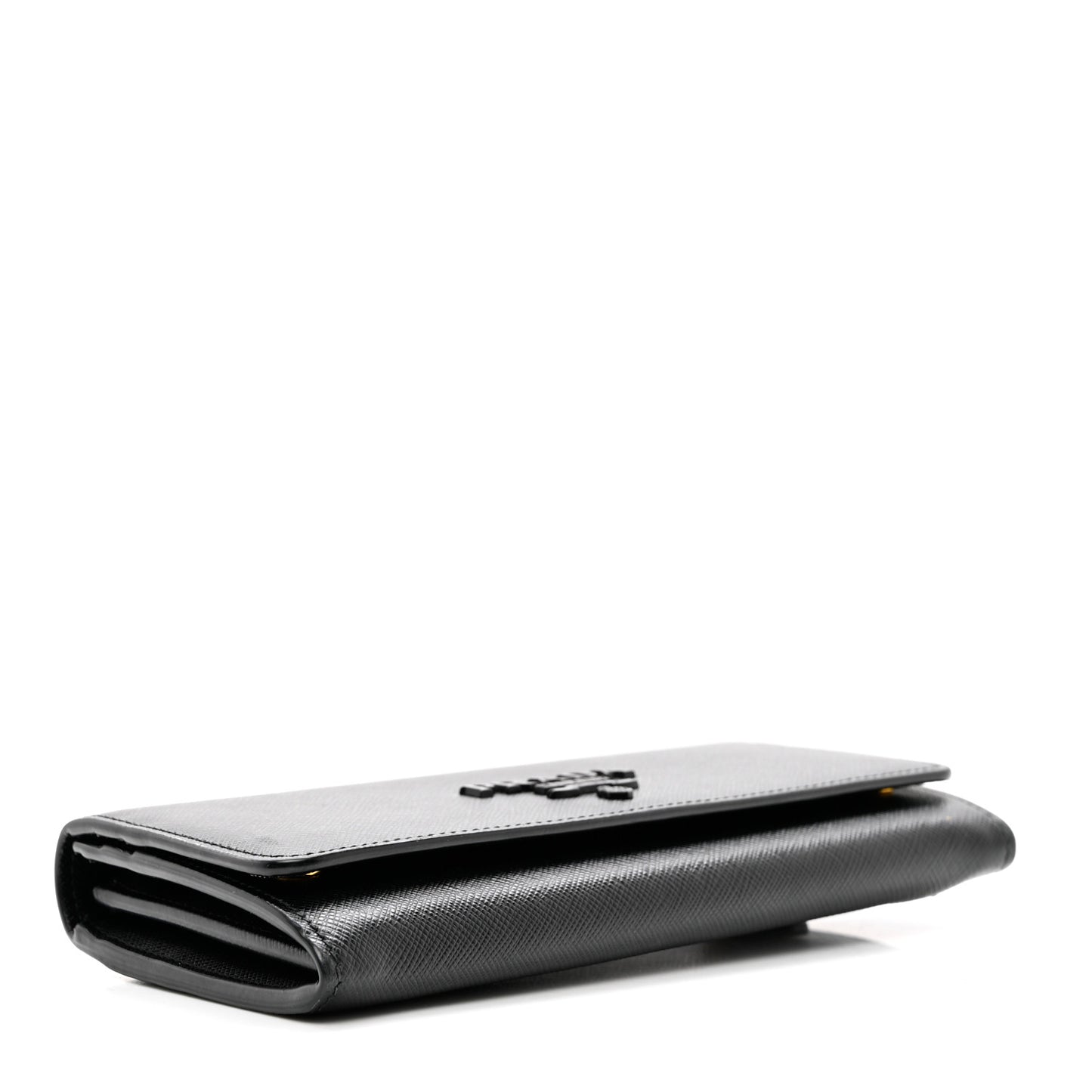 Saffiano Metal Continental Flap Wallet Black