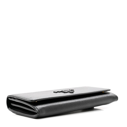 Prada Saffiano Metal Continental Flap Wallet Black 5 of 8