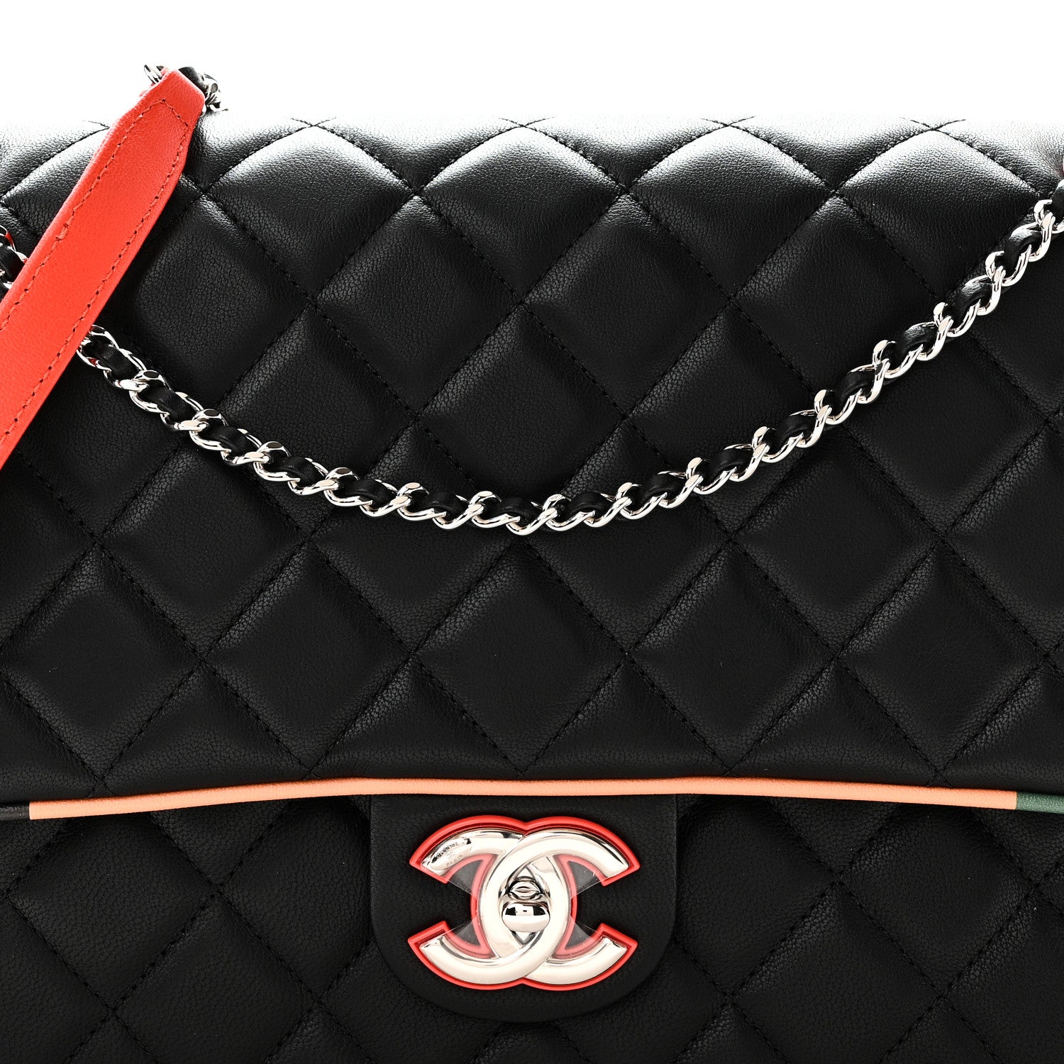Chanel Lambskin Quilted Jumbo Cuba Color Flap Black 9 of 12
