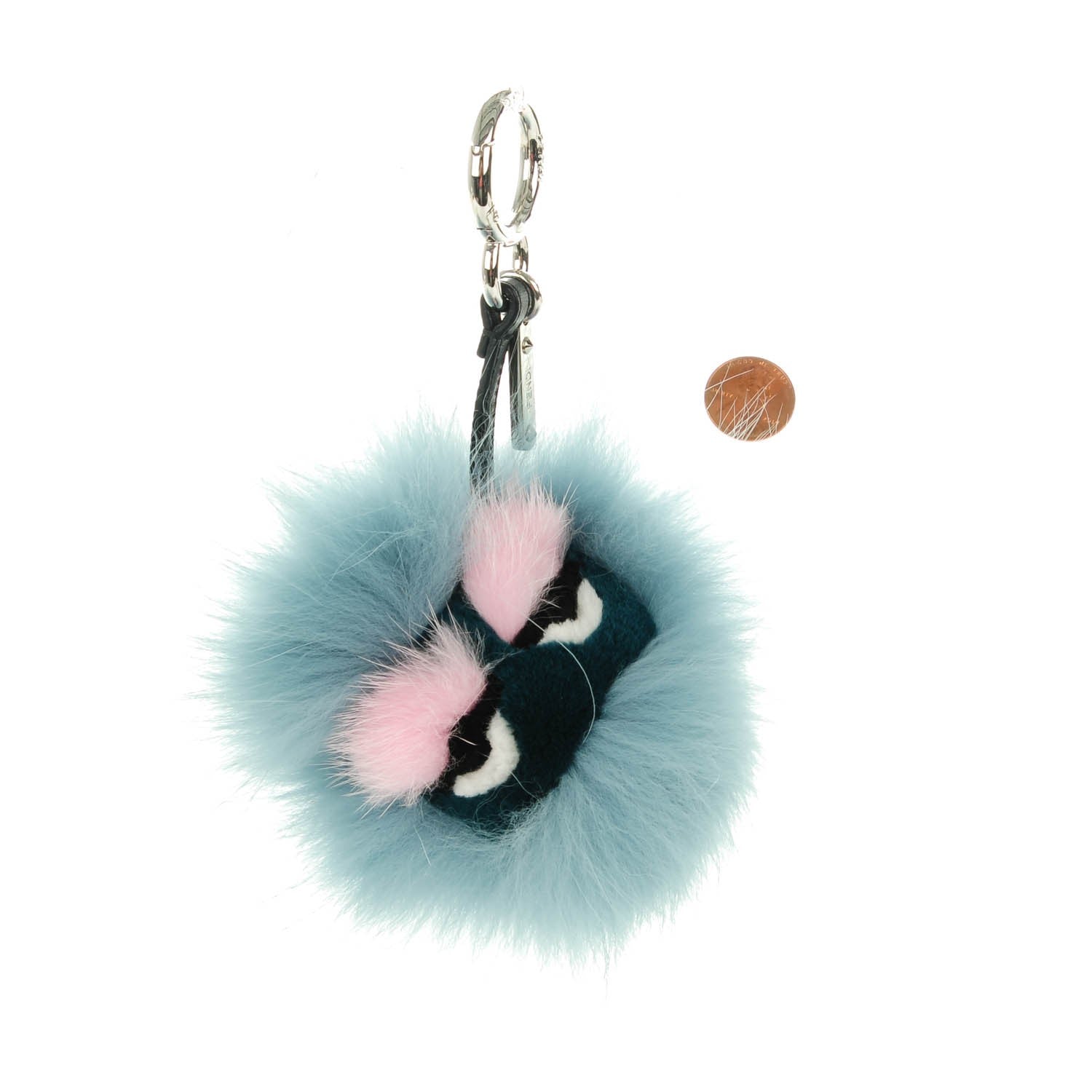 Fendi Fox Mink Rabbit Fur Vitello Flamingo Mini Monster Bag Bug Charm Lagoon Black Multicolor 2 of 5
