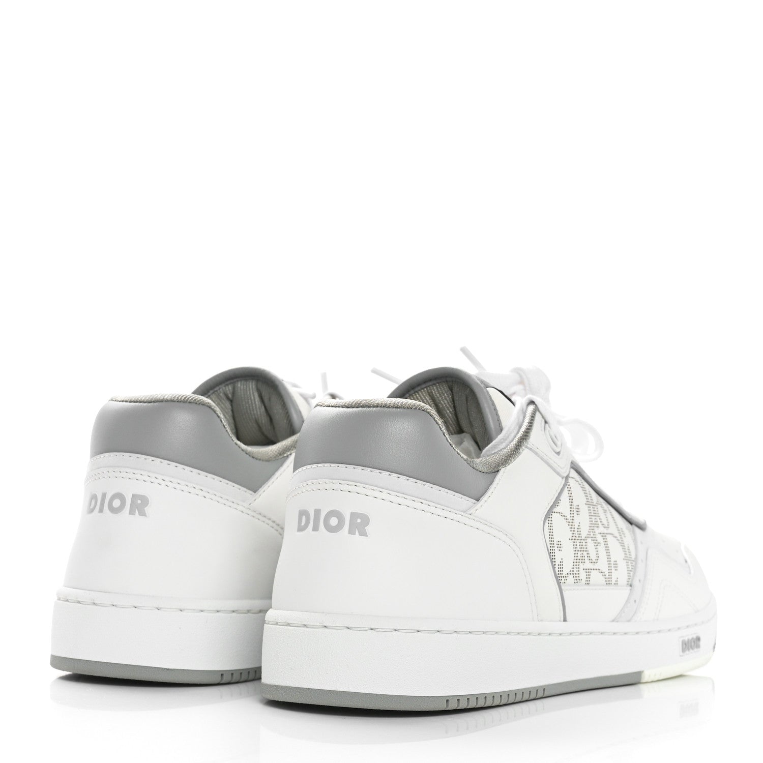Christian Dior Smooth Calfskin Oblique Galaxy Perforated Mens B27 Low Top Sneakers 43 White Grey 4 of 8