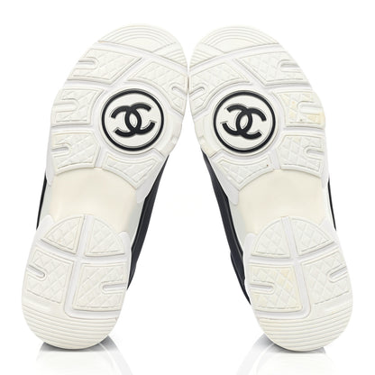 Chanel Lycra Fabric Womens CC Sneakers 38 Black White Pink 5 of 9