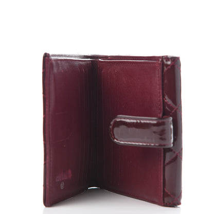 Chanel Patent Quilted Compact French Flap Wallet Dark Red 5 of 13