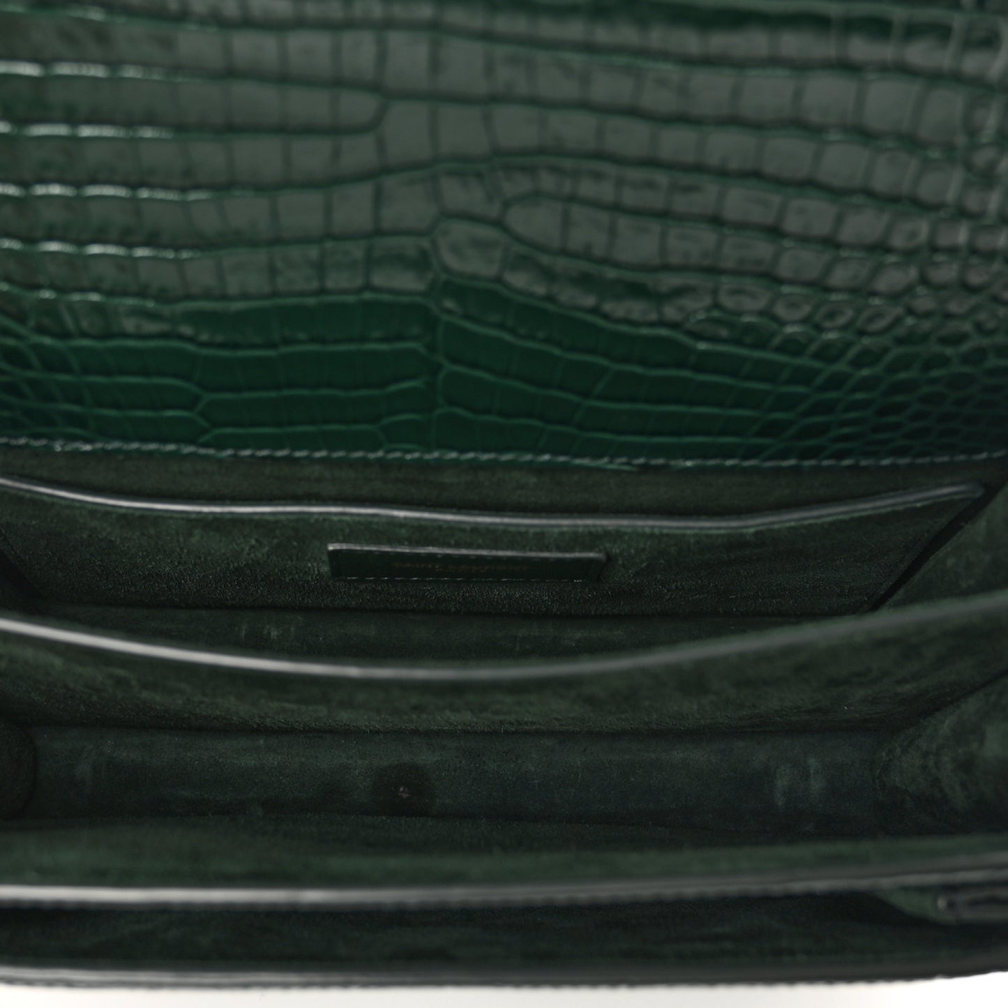 Calfskin Crocodile Embossed Medium Monogram Sunset Dark Mint