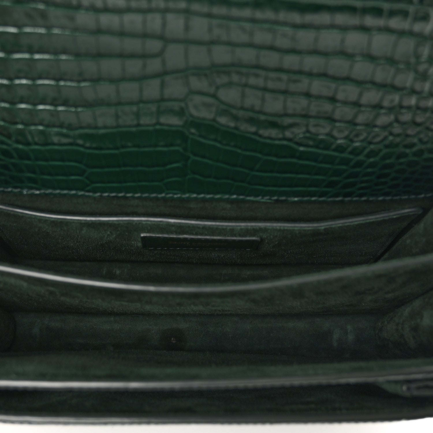Saint Laurent Calfskin Crocodile Embossed Medium Monogram Sunset Dark Mint 6 of 10