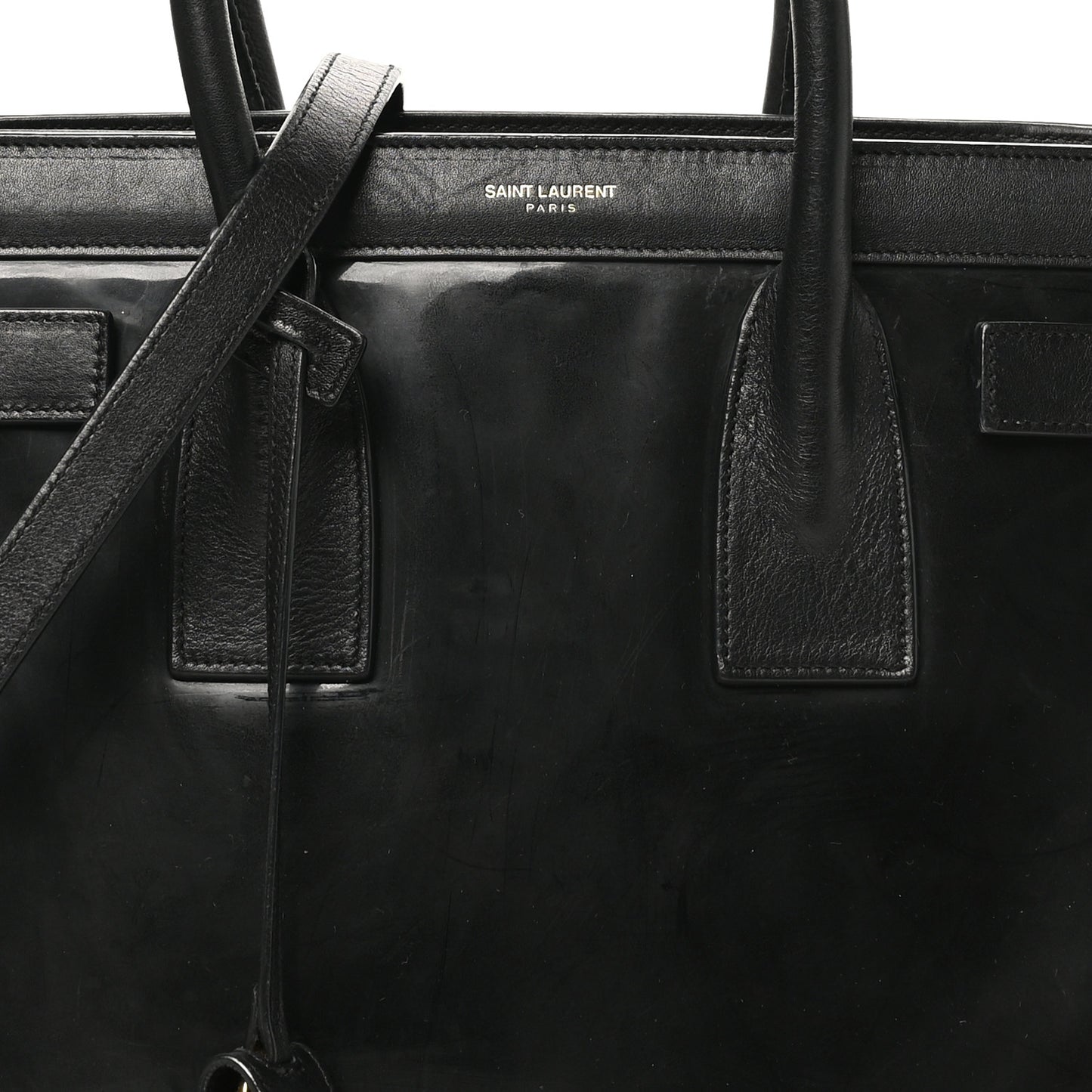 Patent Calfskin Small Sac de Jour Black