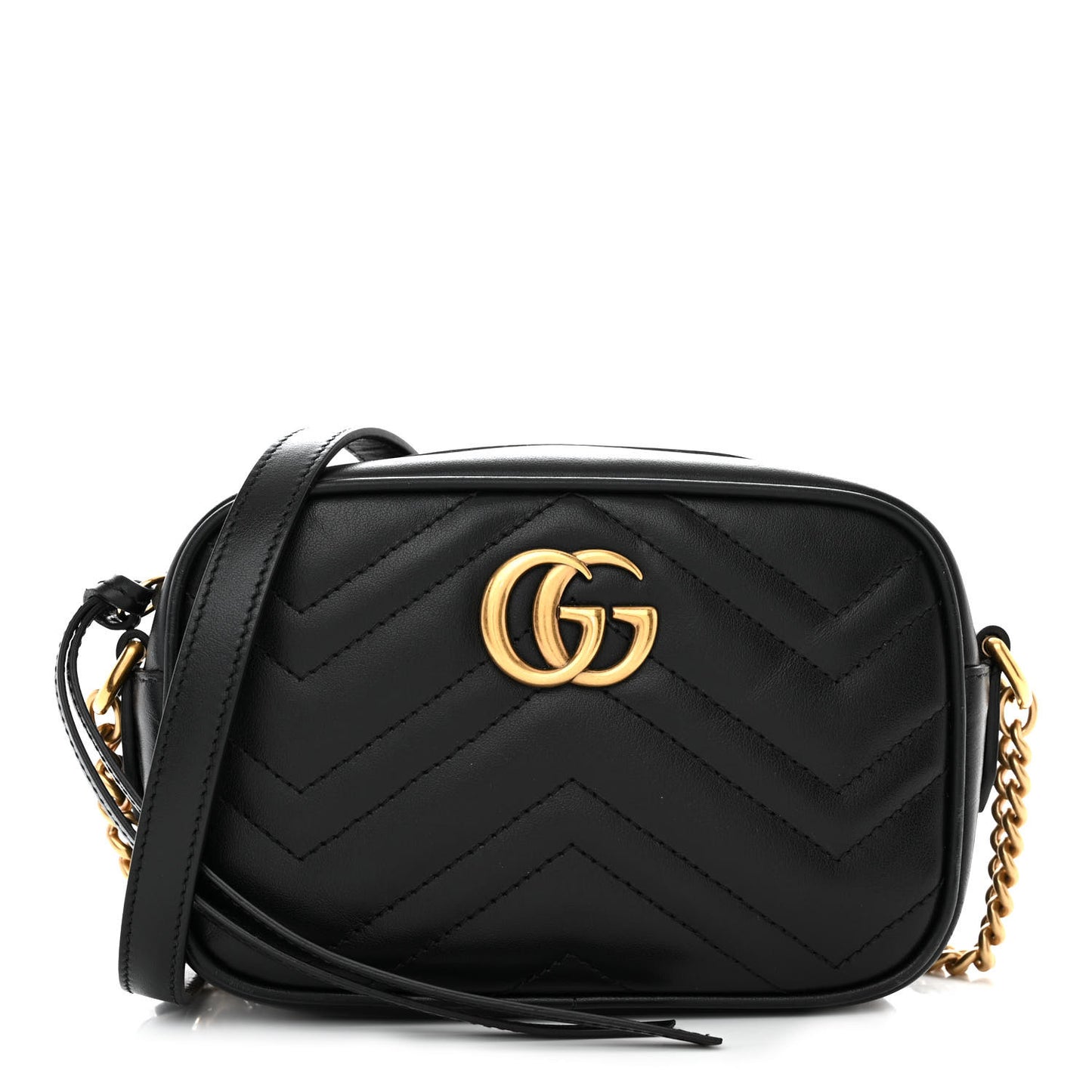 Calfskin Matelasse Mini GG Marmont Chain Shoulder Bag Black