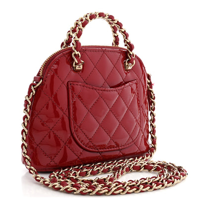 Chanel Patent Calfskin Quilted Shiny Coco Clutch With Chain Red 2 of 10