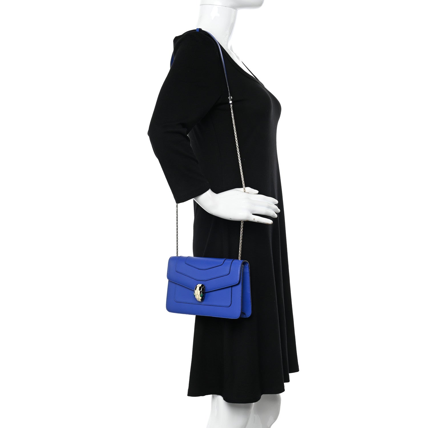 Bulgari Calfskin Serpenti Forever Crossbody Bag Blue 2 of 15