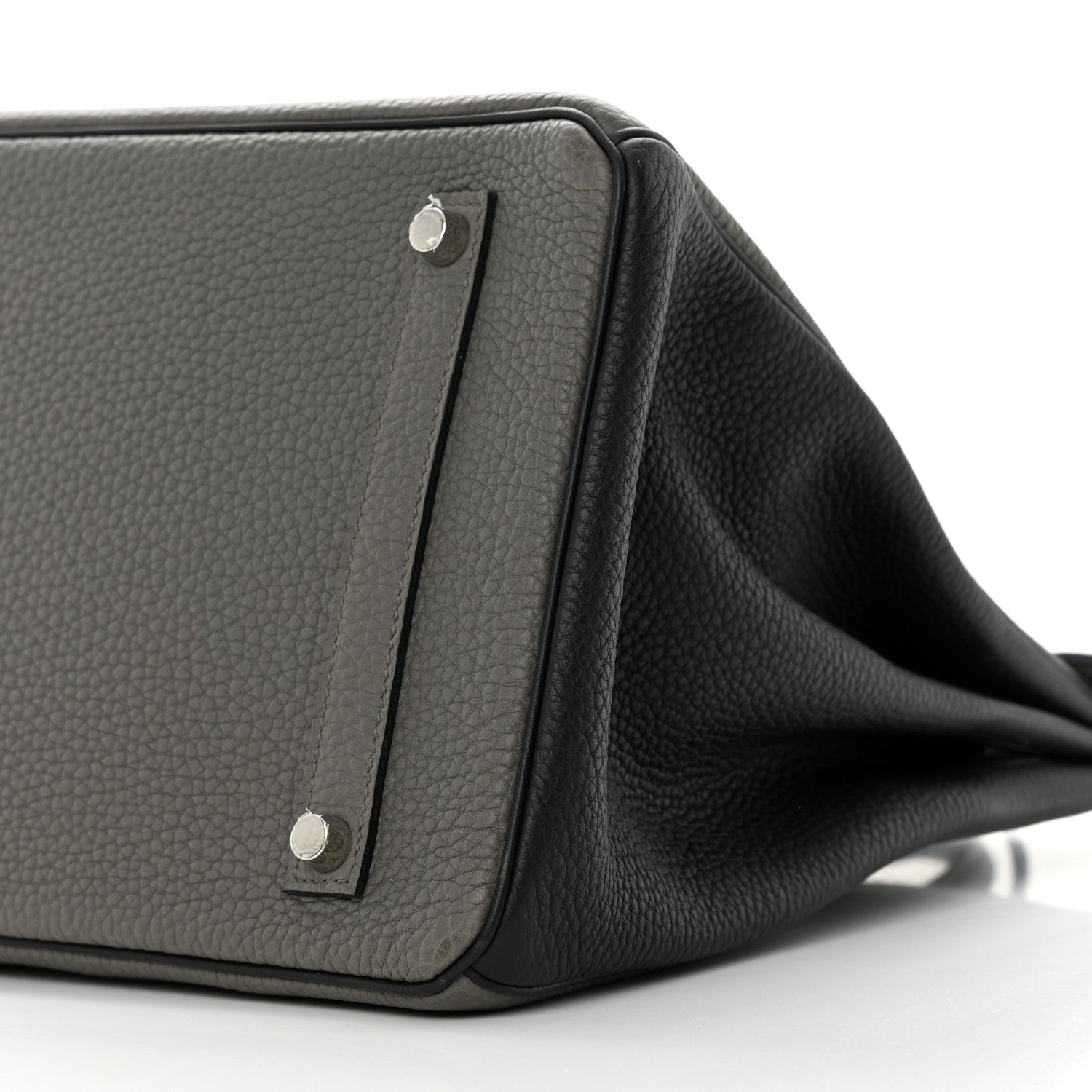 Hermes Togo Bi-Color Horseshoe Birkin 35 Etain Black 10 of 16