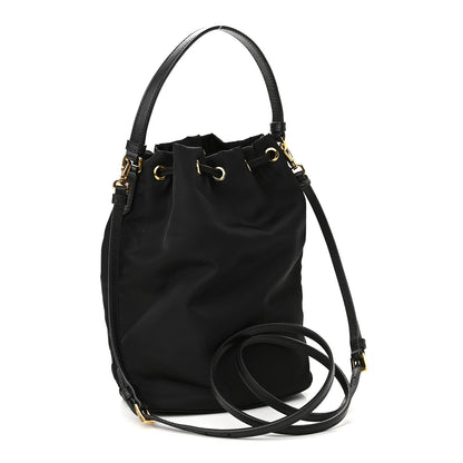 Prada Saffiano Tessuto Nylon Mini Bucket Crossbody Bag Black 3 of 9