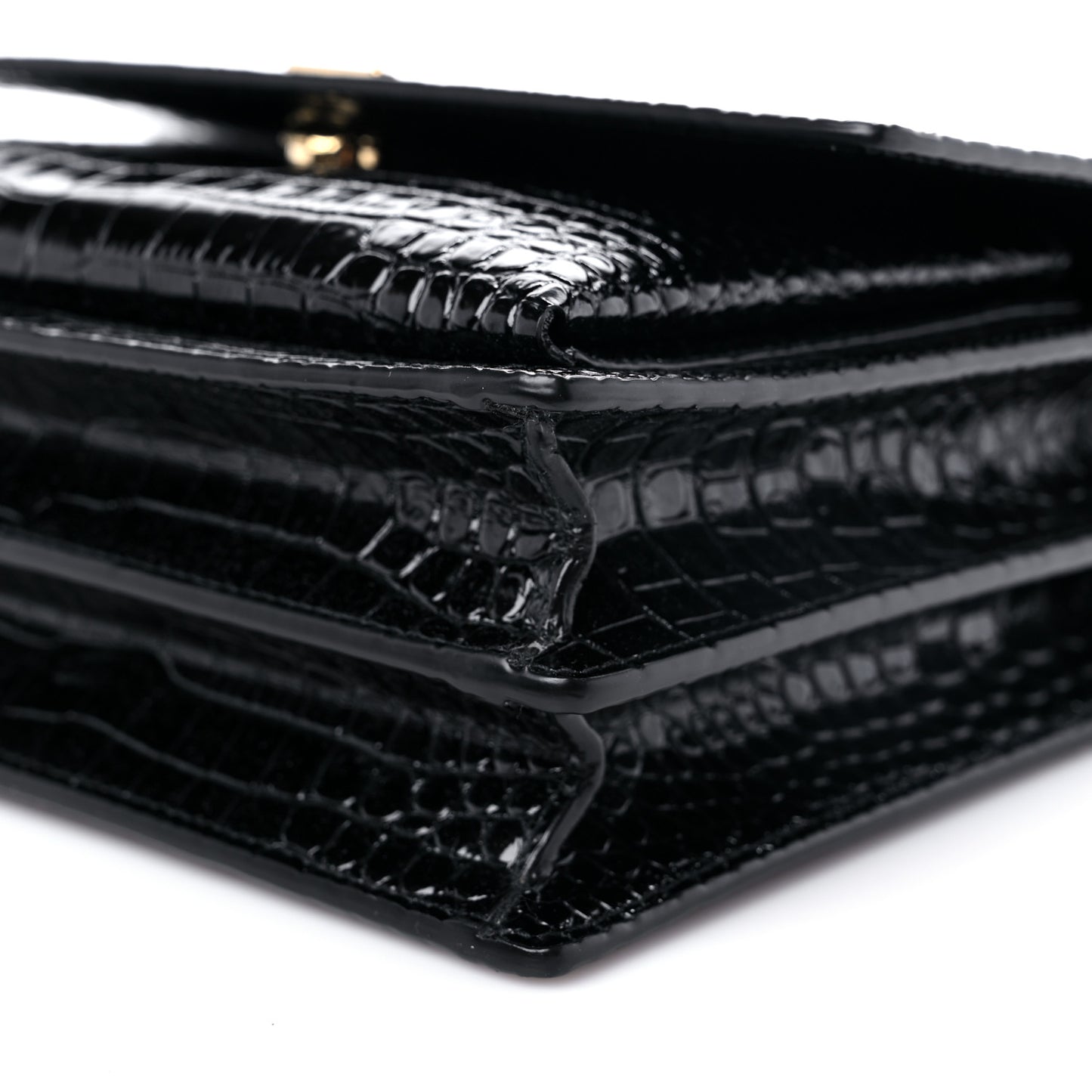 Calfskin Crocodile Embossed Medium Monogram Sunset Black