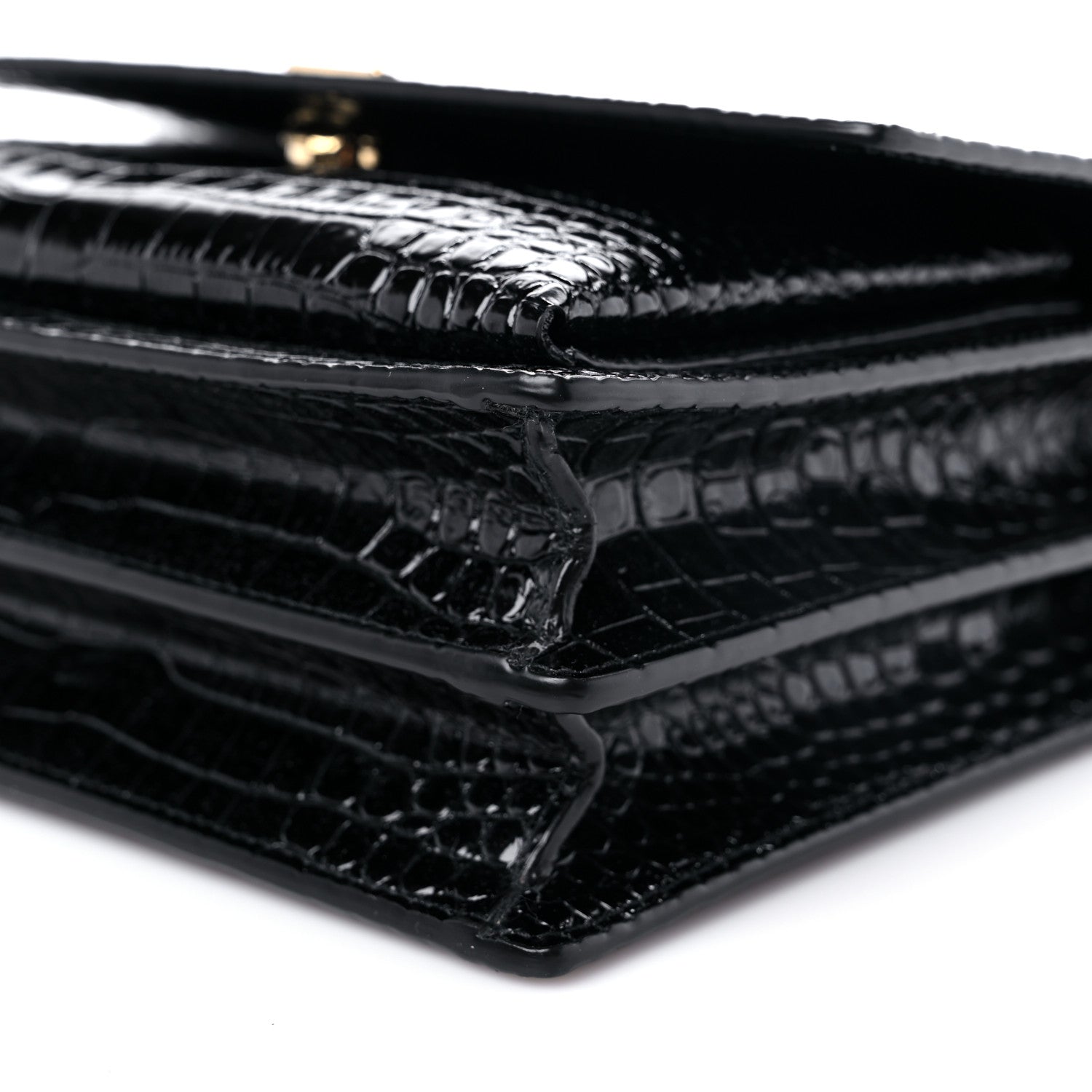 Saint Laurent Calfskin Crocodile Embossed Medium Monogram Sunset Black 9 of 9