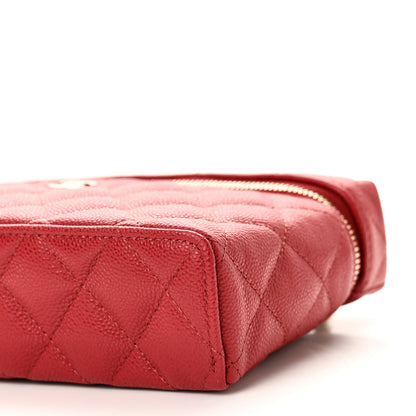 Chanel Caviar Quilted Top Handle Slim Vanity With Chain Red 10 of 11