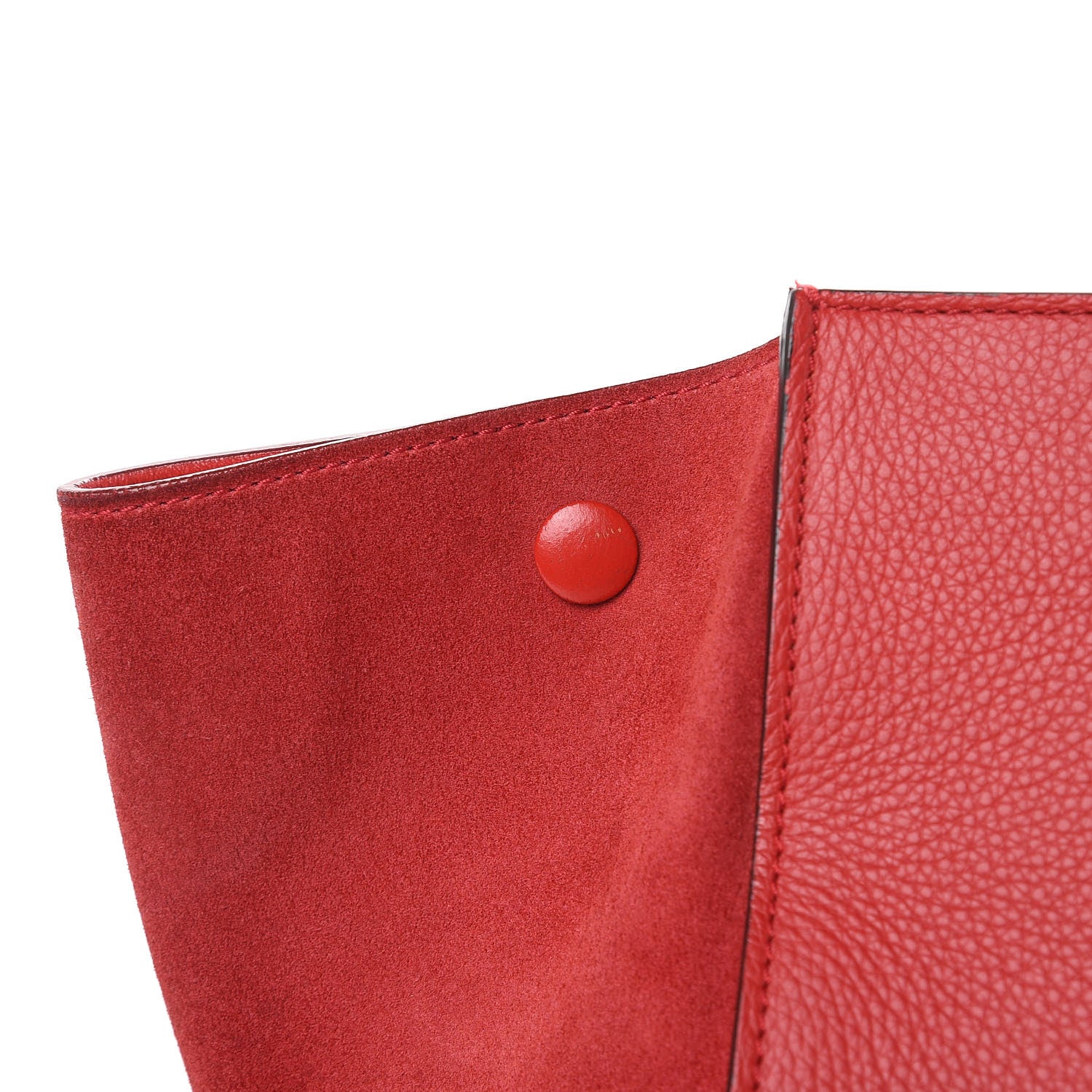 Celine Drummed Calfskin Suede Medium Trapeze Coquelicot 17 of 17