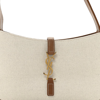 Saint Laurent Smooth Calfskin Canvas Le 5 A 7 Hobo New Senna Masoil White 8 of 12