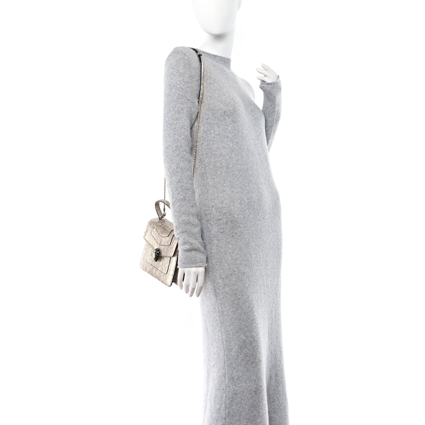 Metallic Karung Serpenti Forever Top Handle White Agate