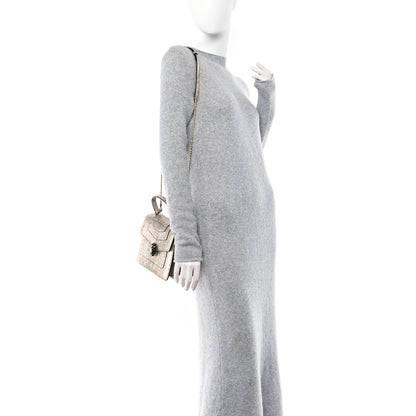 Bulgari Metallic Karung Serpenti Forever Top Handle White Agate 2 of 11