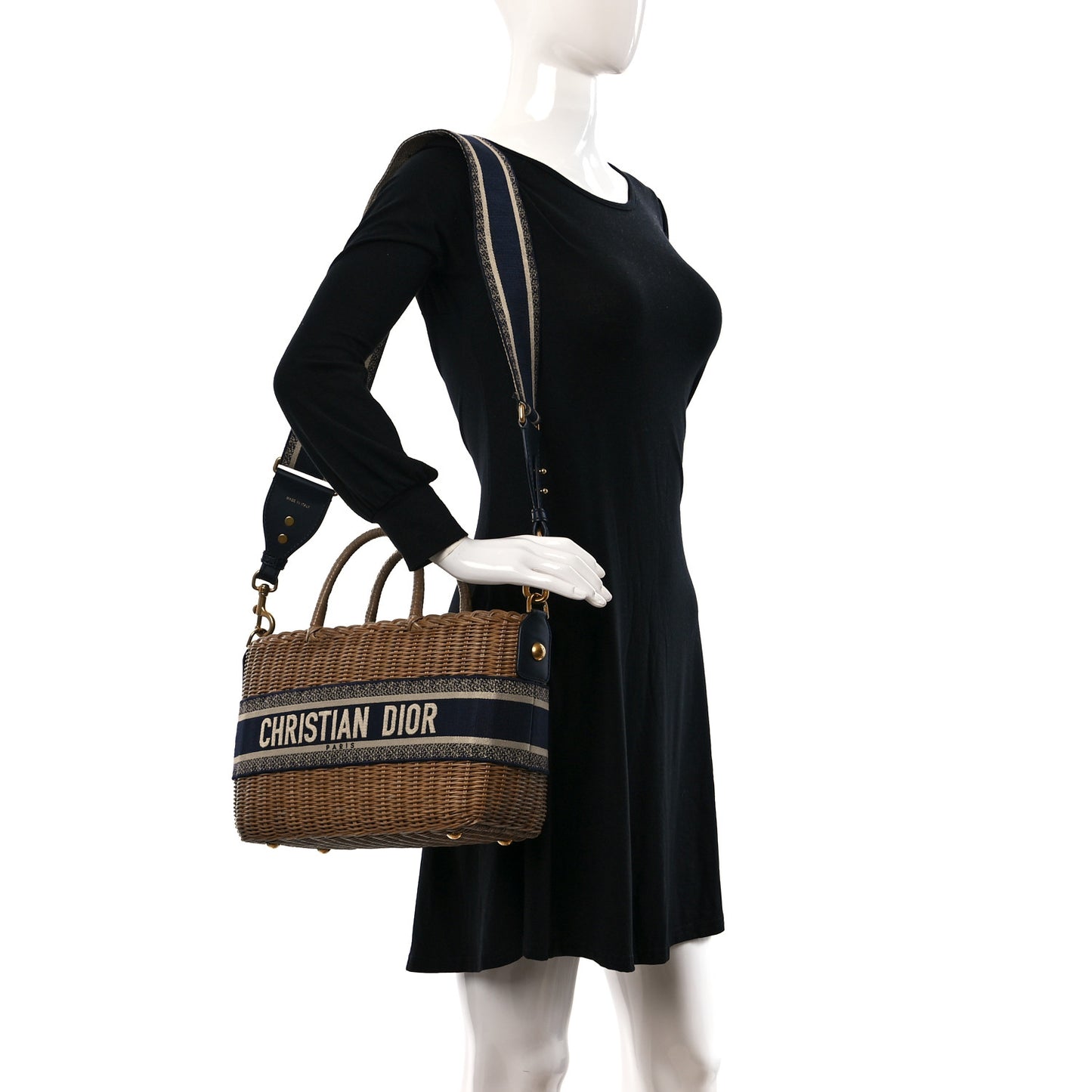 Wicker Oblique Basket Bag Blue