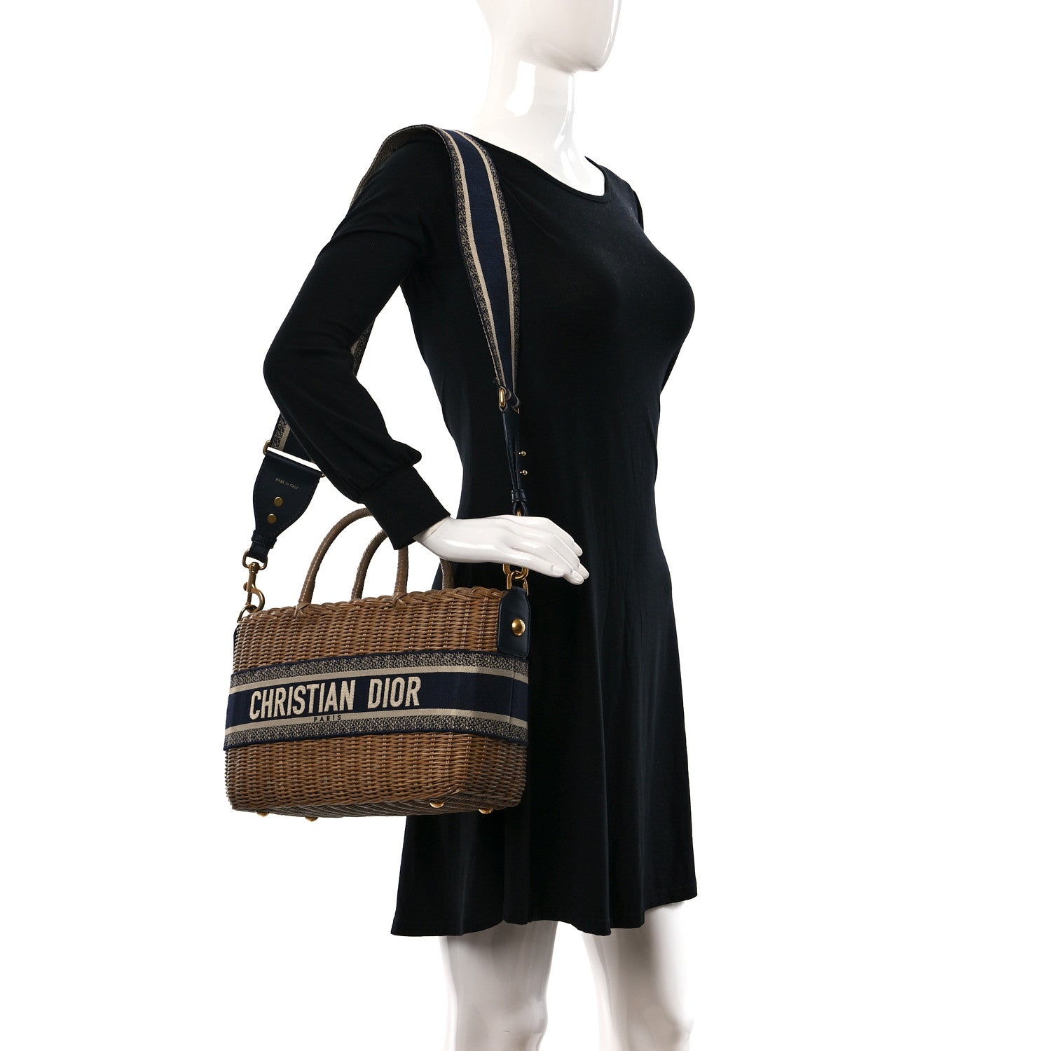 Christian Dior Wicker Oblique Basket Bag Blue 2 of 8