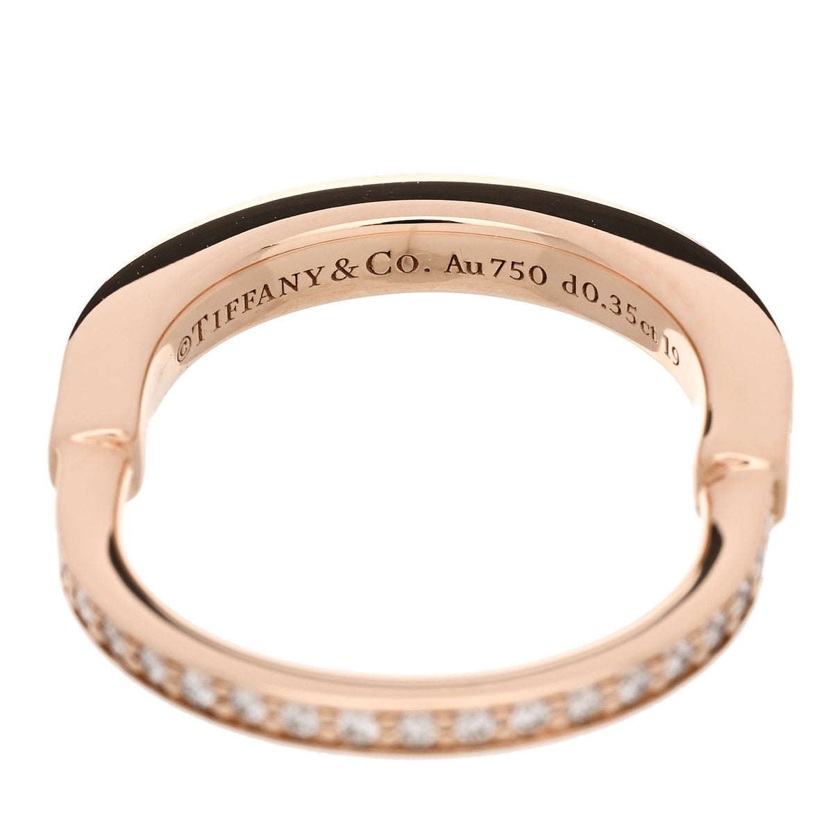 Tiffany 18K Rose Gold Diamond Lock Pave Ring 50 5.5 4 of 5