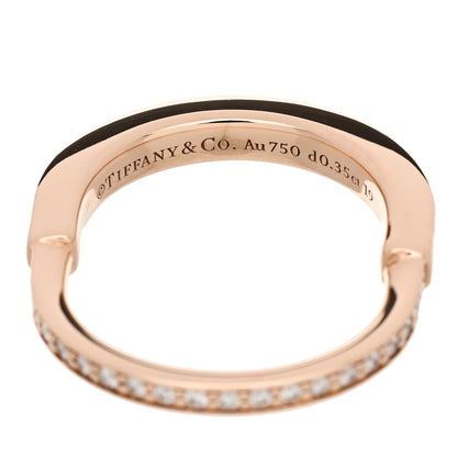 Tiffany 18K Rose Gold Diamond Lock Pave Ring 50 5.5 4 of 5