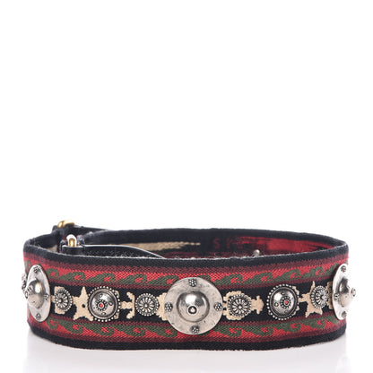 Christian Dior Canvas Embroidered Studded Bohemian Shoulder Strap Red 2 of 5