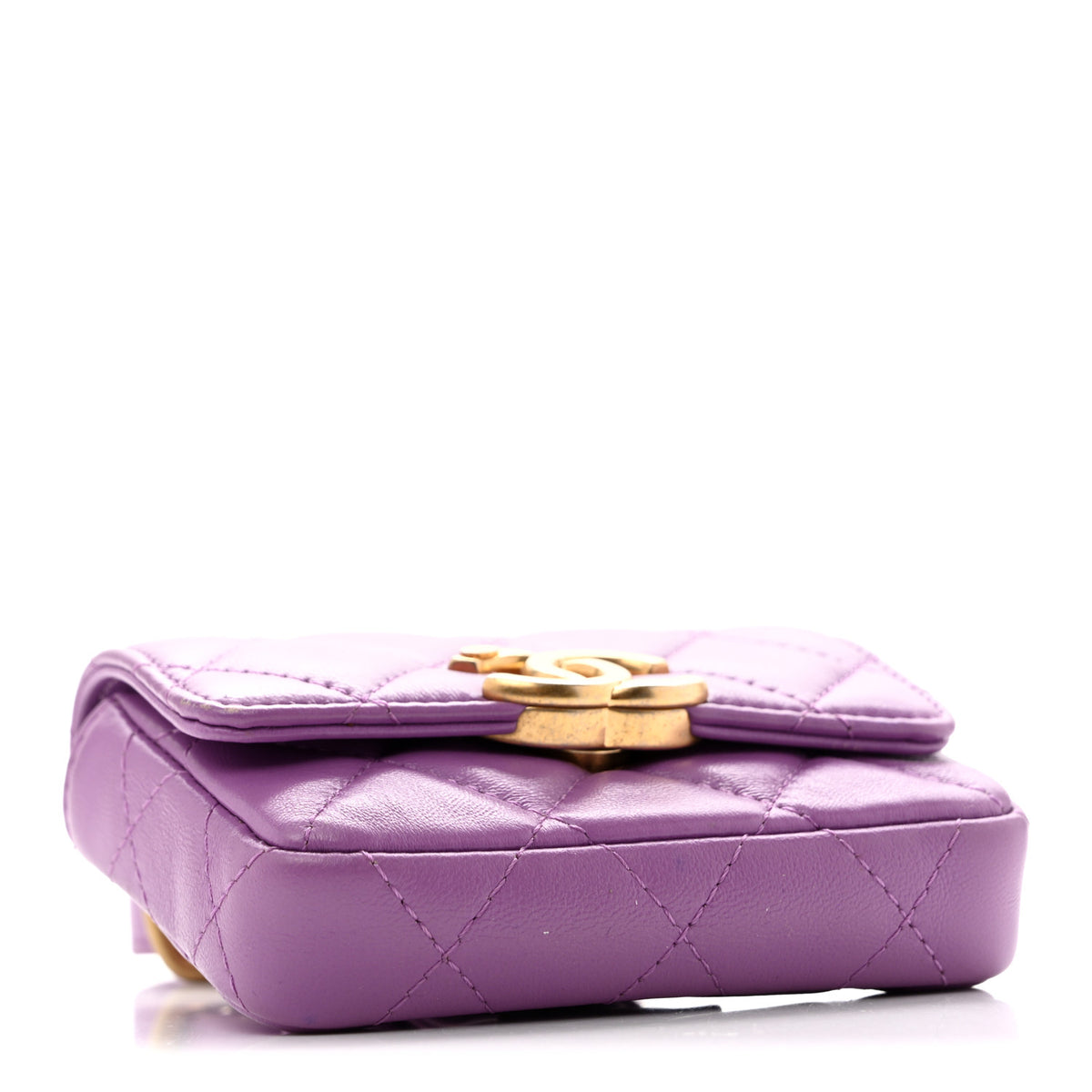 Chanel Lambskin Lacquered Metal Quilted Flap Chain Belt Bag Purple 4 of 14