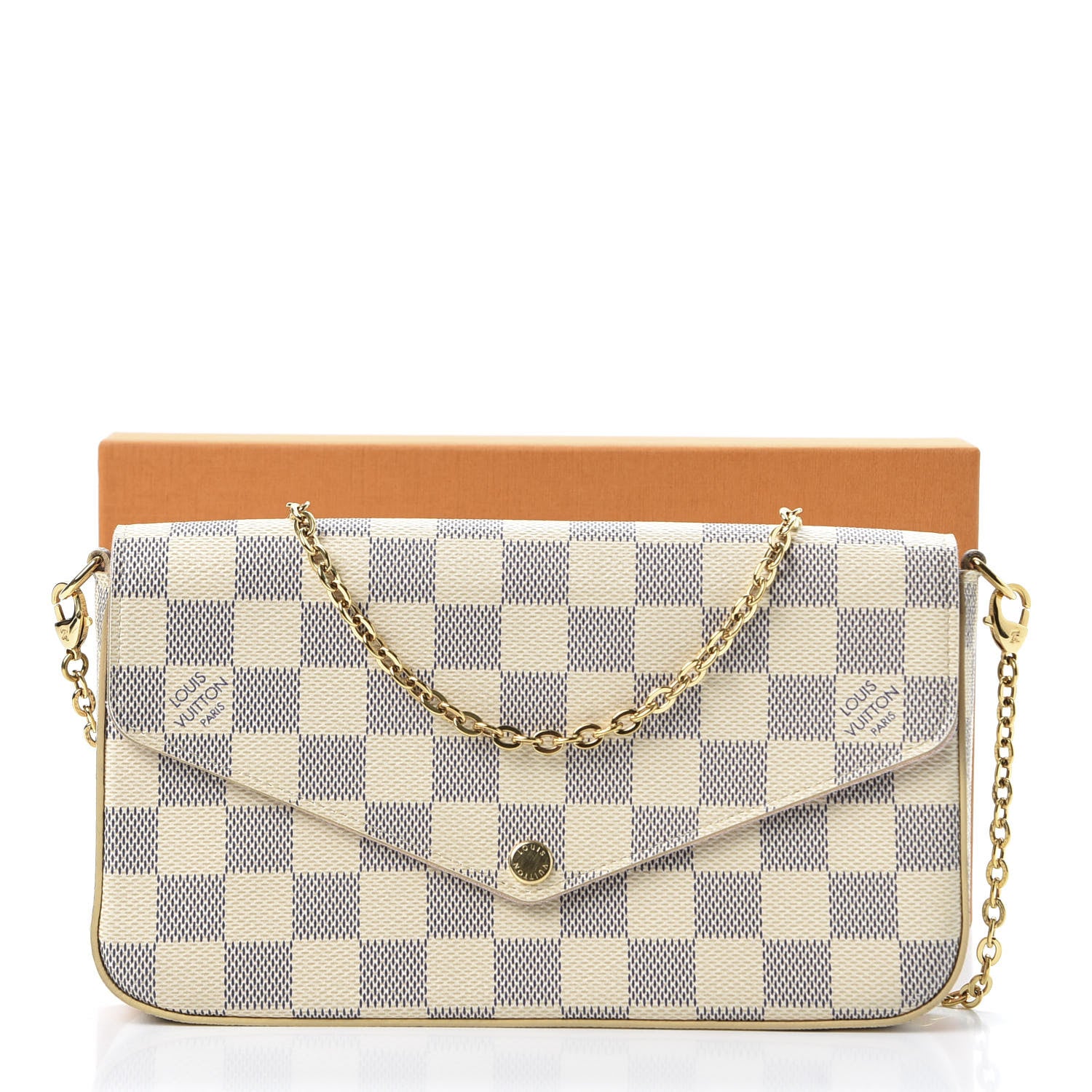 Louis Vuitton Damier Azur Pochette Felicie Chain Wallet Rose Ballerine 11 of 11