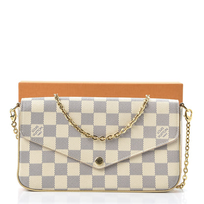 Louis Vuitton Damier Azur Pochette Felicie Chain Wallet Rose Ballerine 11 of 11