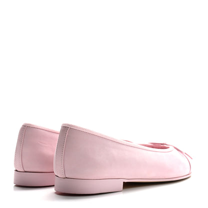 Chanel Suede Calfskin Cap Toe CC Ballerina Flats 36.5 Light Pink 5 of 10