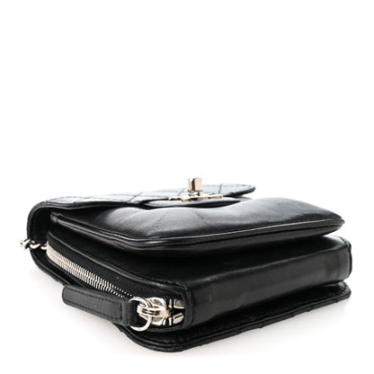 Chanel Lambskin Quilted Clams Wallet On Chain Black 4 of 11