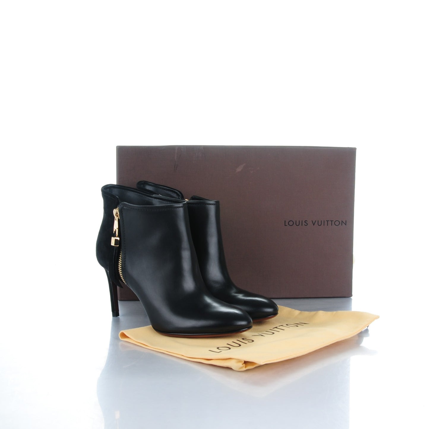 Calfskin Zippy Low Boots 36.5 Black