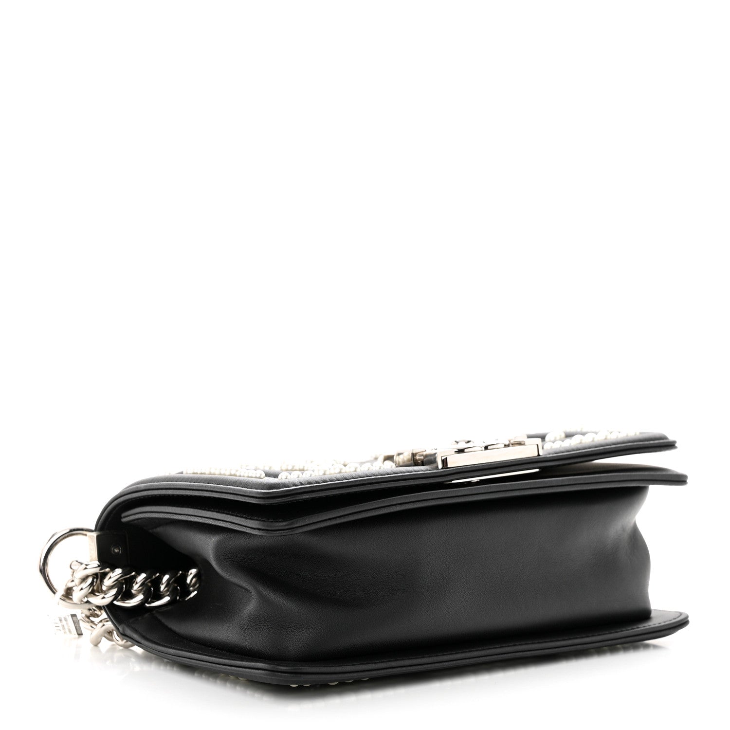 Chanel Calfskin Pearl Chevron Small Boy Flap Black 4 of 10