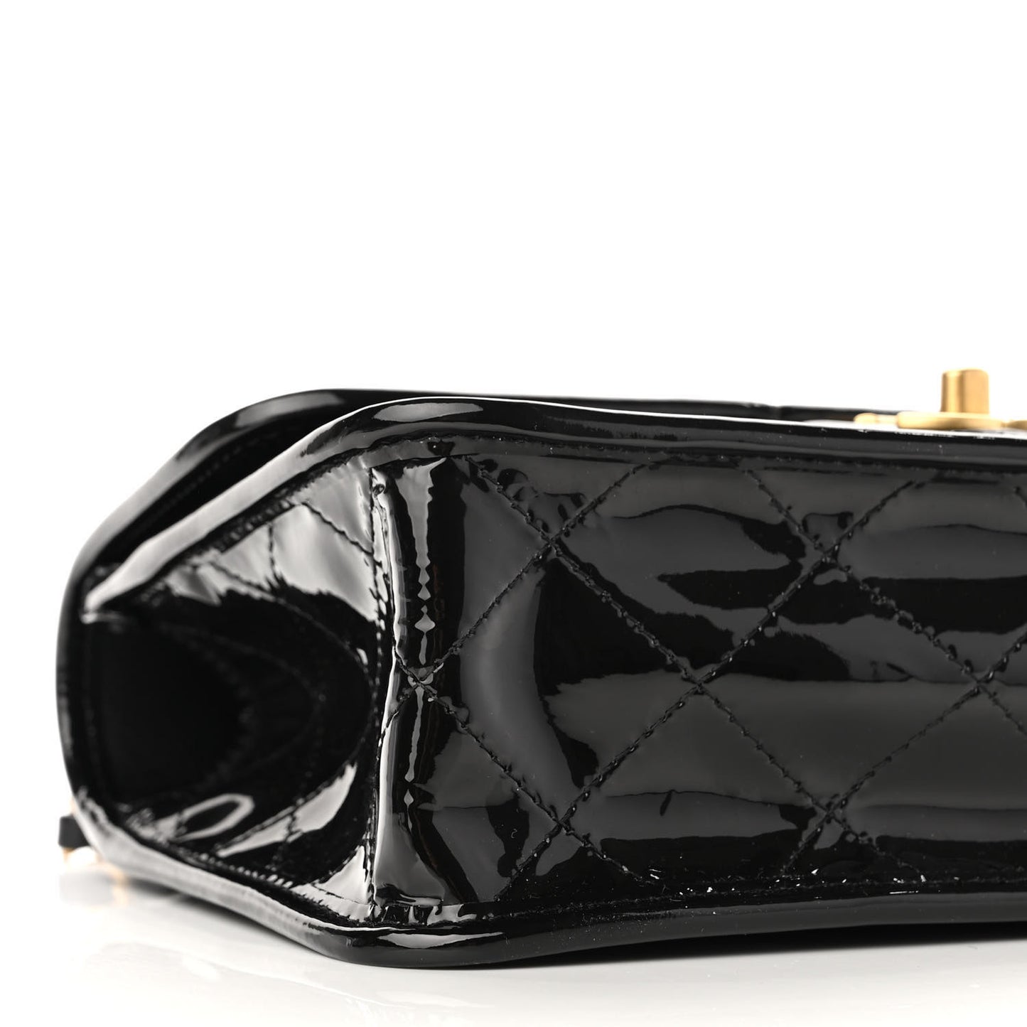 Patent Quilted Small School Memory Top Handle Flap Black
