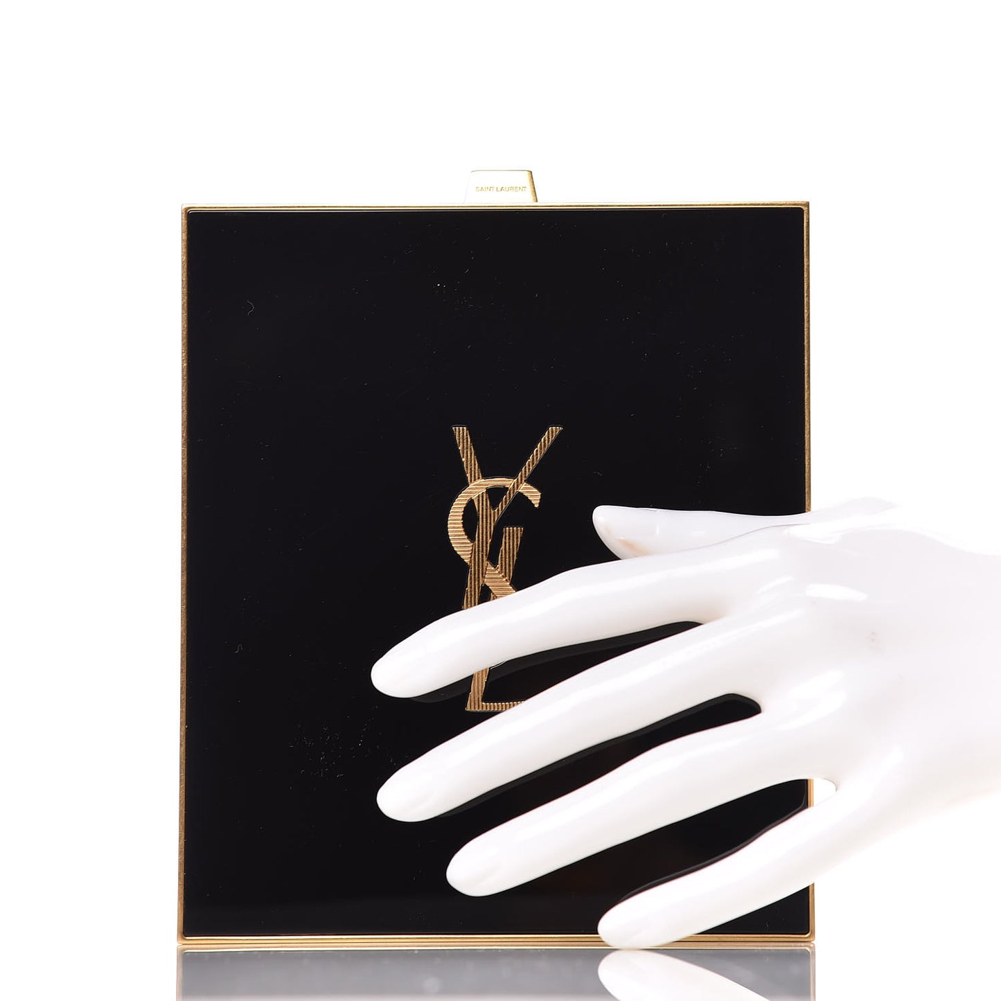 Plexiglass Minaudiere Tuxedo Box Clutch Black