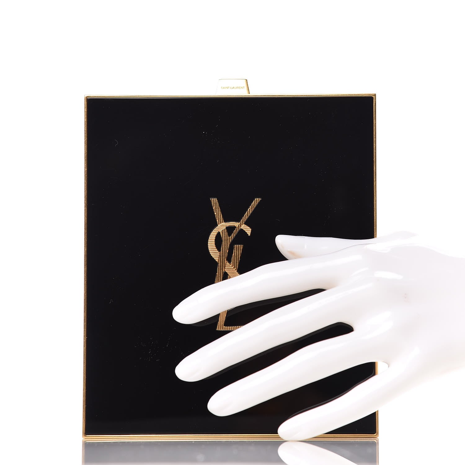 Saint Laurent Plexiglass Minaudiere Tuxedo Box Clutch Black 3 of 14