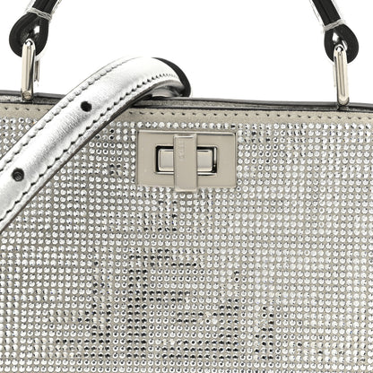 Fendi Crystal Vitello Laminato FF Petite Peekaboo I SEE U Satchel Crystal Argento 10 of 13