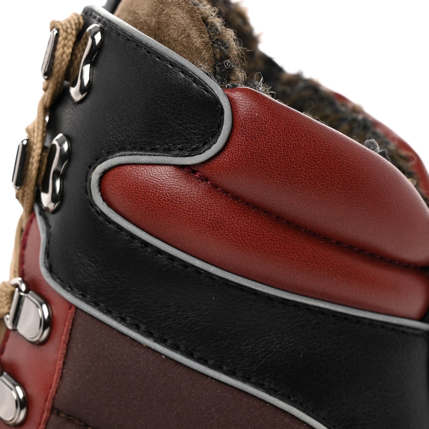 Calfskin Canvas Elaneva Flat Hiking Boots 36.5 Multi