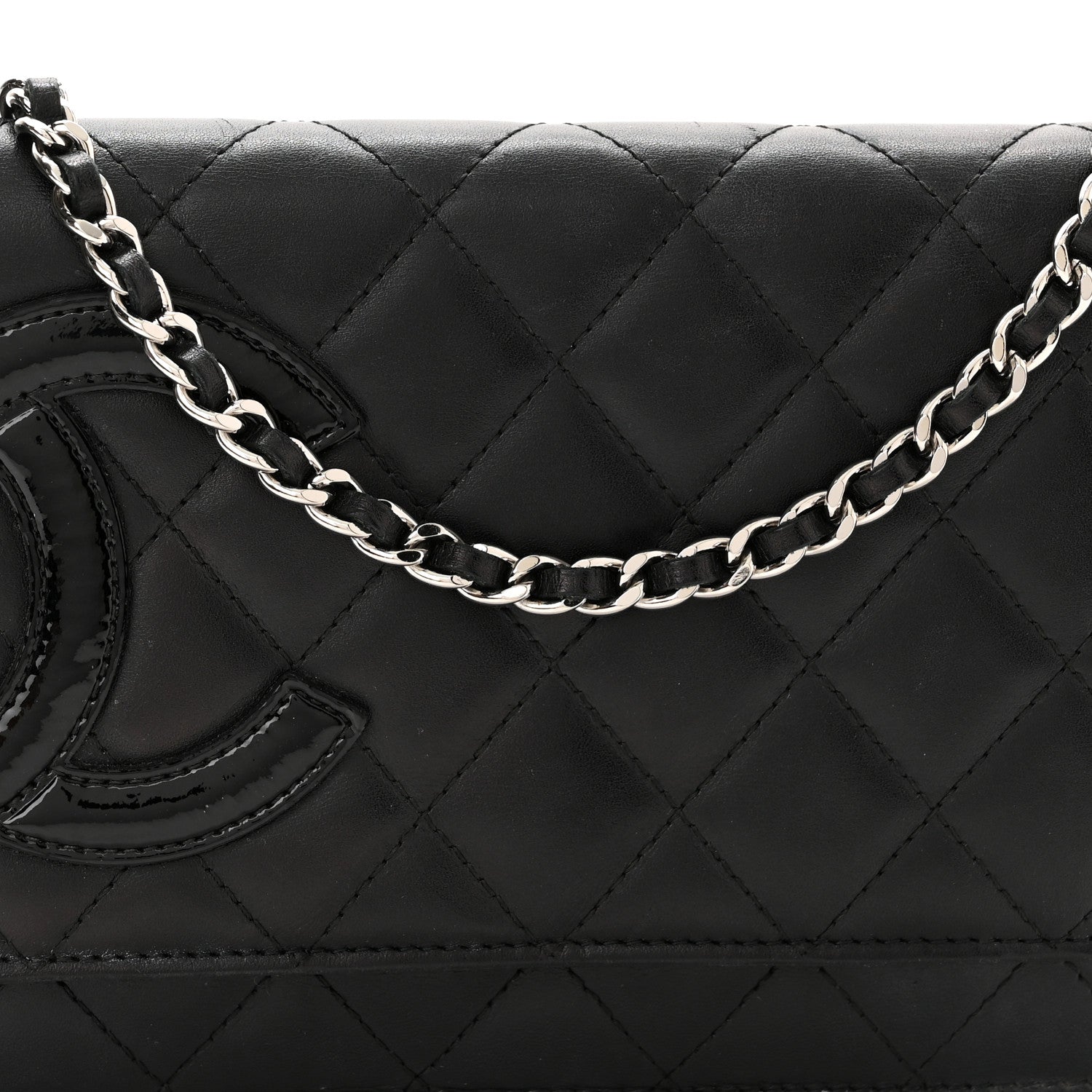 Chanel Calfskin Quilted Cambon Wallet On Chain WOC Black 9 of 13